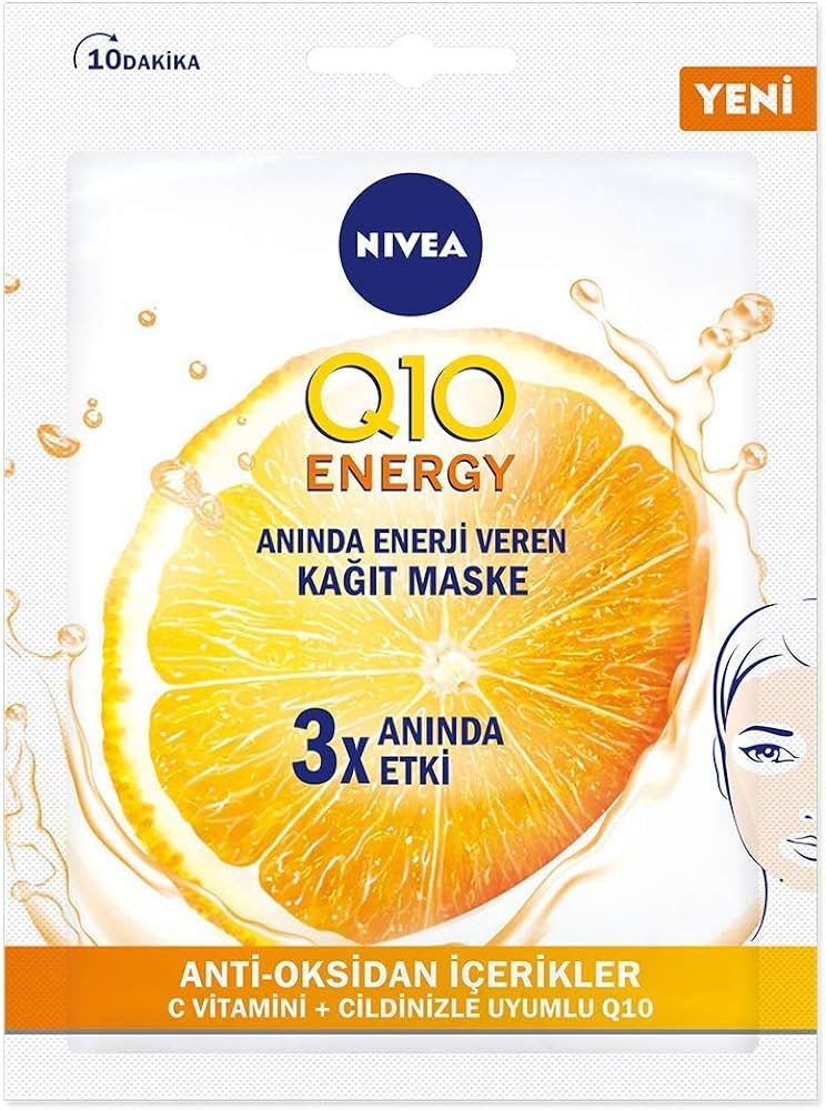 Nivea Q10 Energy Anti-Oksidan İçerikler C Vitamini Kağıt Maske